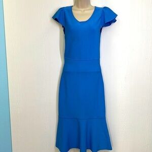 BCBGMAXAZRIA - Baby Blue Cap Sleeve Body Bandage Midi Dress Size Small